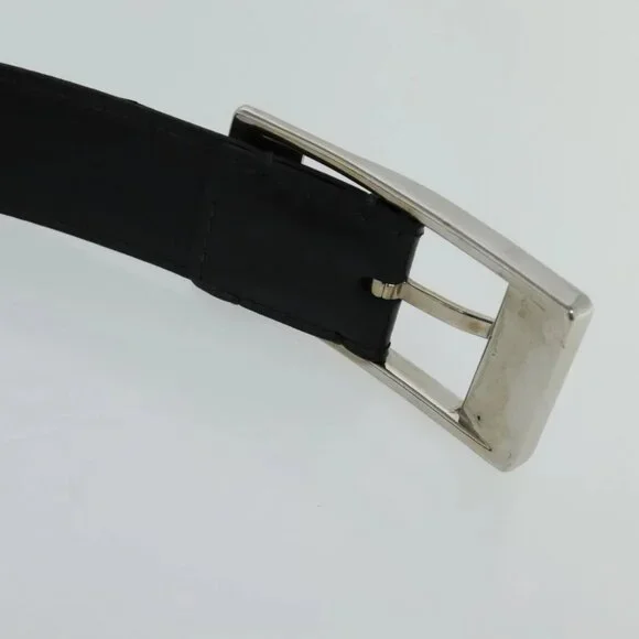LOUIS VUITTON Belt Leather 29.9""""""""-34.3"""""""" Black Silver M9831 LV A... - Picture 2 of 16